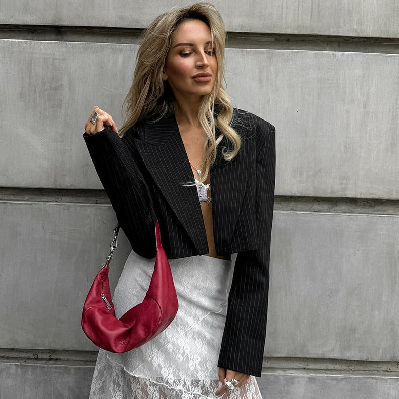 Julia – Veste de Costume Courte à Rayures Vintage