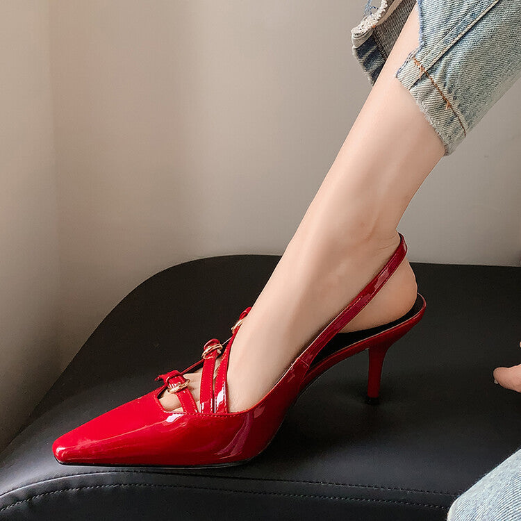 Stephanie – Escarpins Féeriques à Talons Aiguilles avec Boucle Ceinture