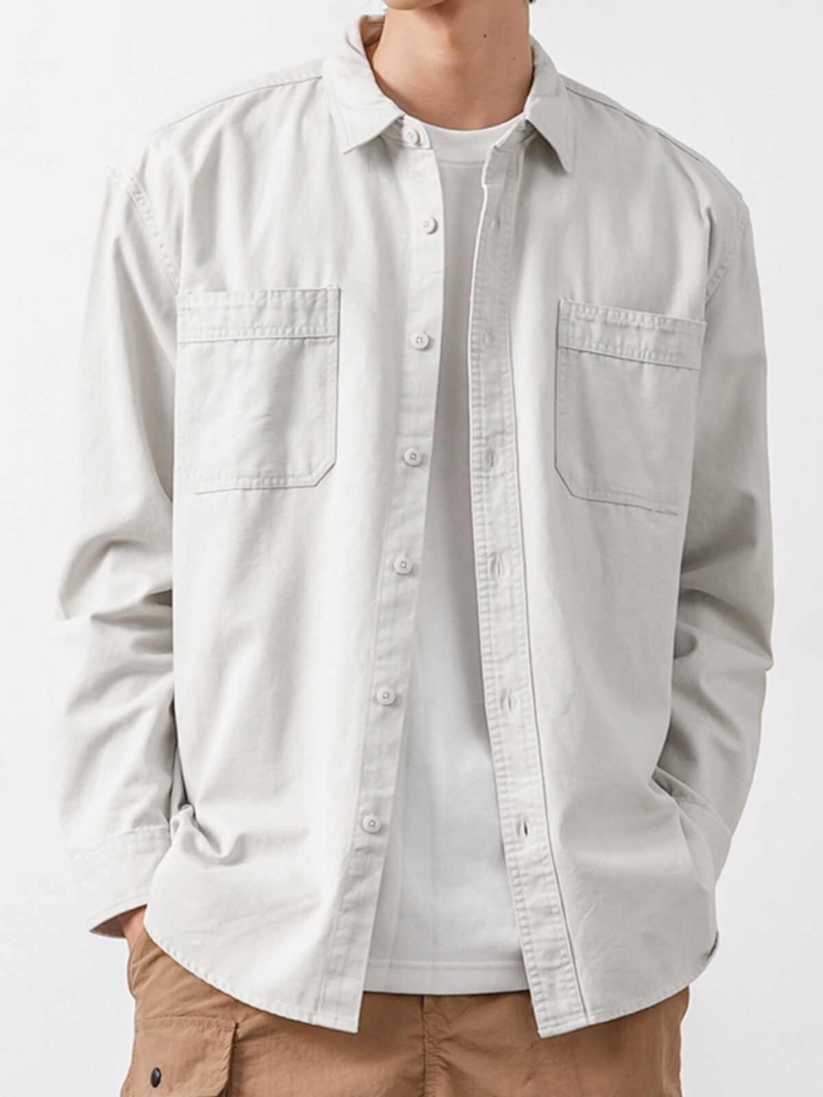Jack – Chemise Casual Rétro en Coton Gris
