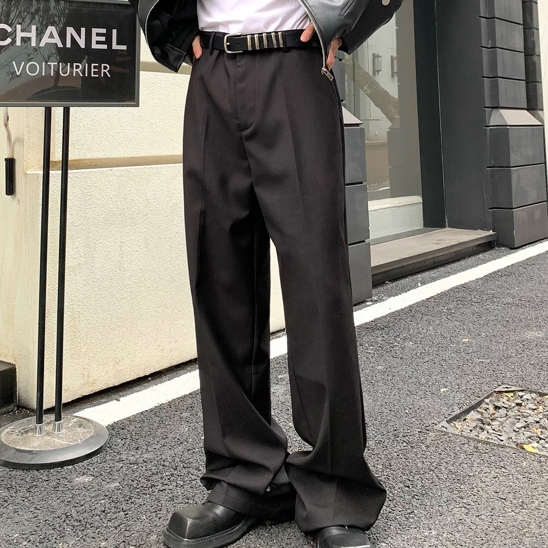 Nathan – Pantalons Droits Décontractés avec Boutons pour Hommes