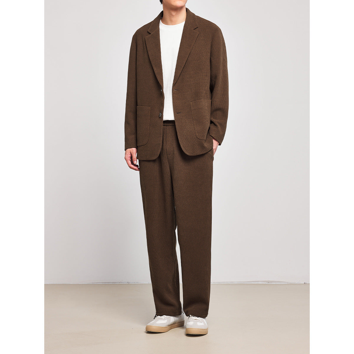 Joshua – Veste de costume à rayures texturées, décontractée et simple