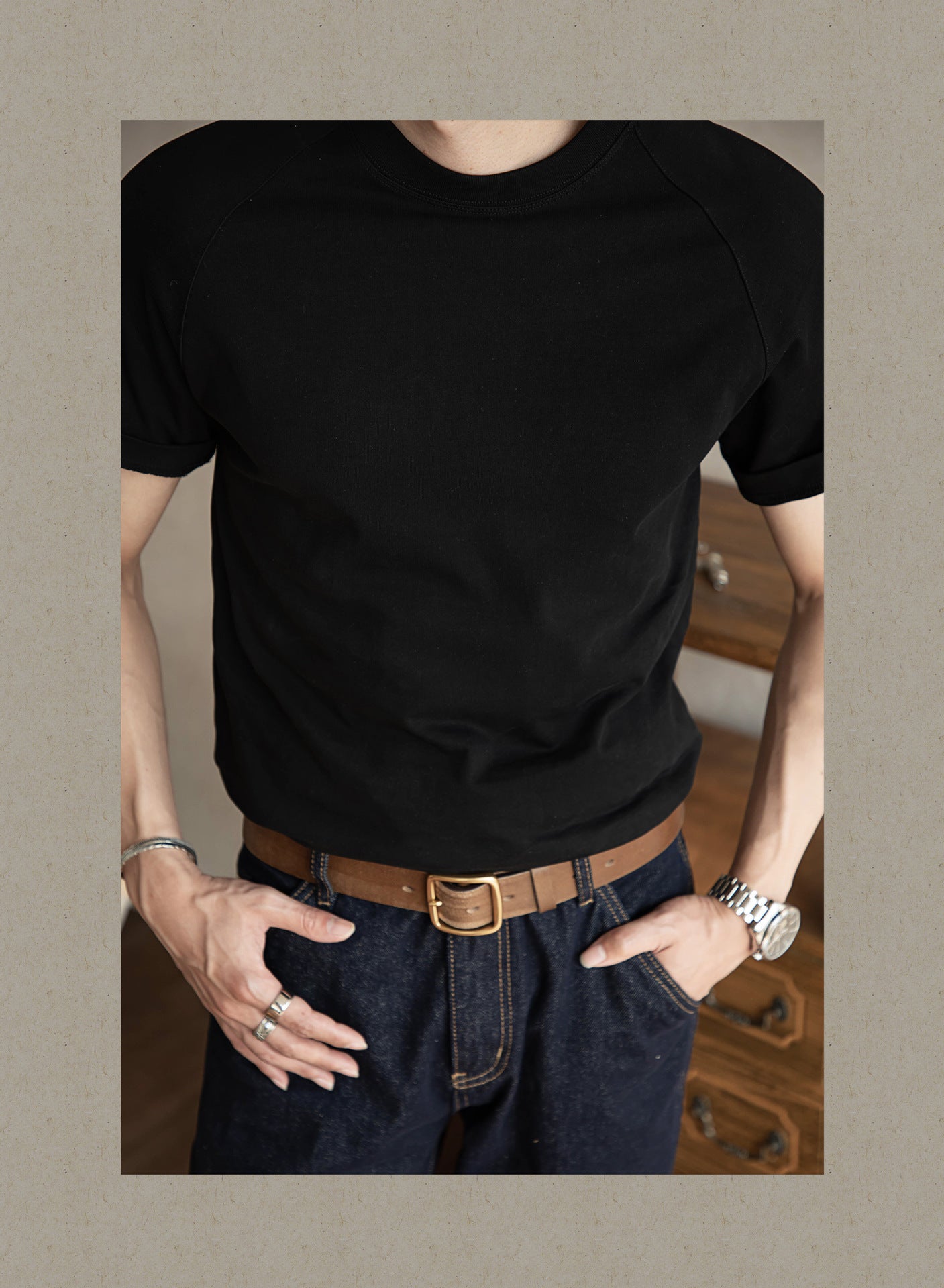 Brett – T-shirt rond en coton épais