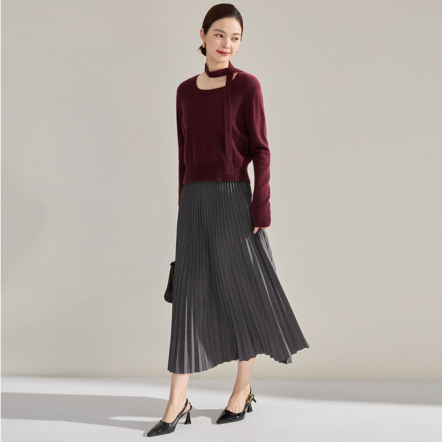 Sophie – Jupe Plissée Amincissante Taille Haute
