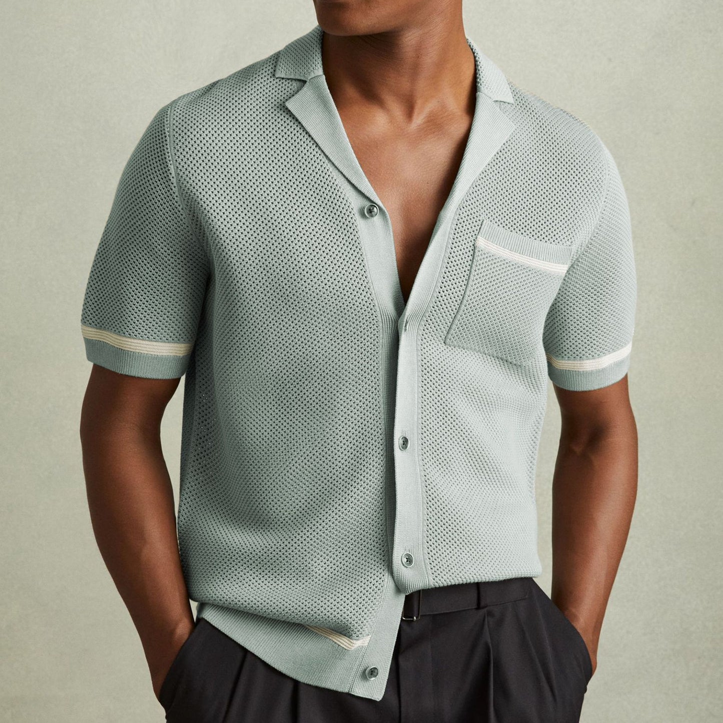 Mitchell – Polo à Col Cubain en Maille pour l'Été