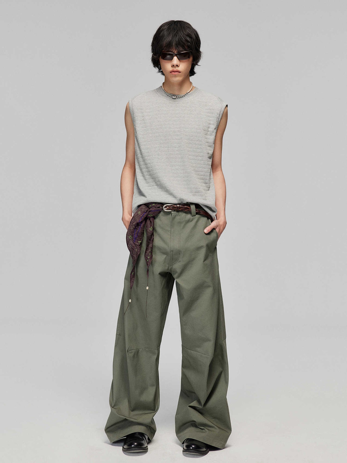 Heather – Pantalon Large Jambe Droite Décontracté en Coton