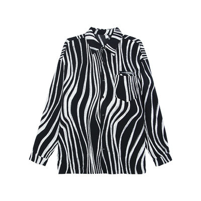 Brett – Chemise à Imprimé Zèbre Contrastant à Manches Longues