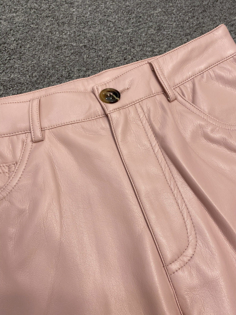 Imogen – Shorts Droits Taille Haute en Cuir Vegan