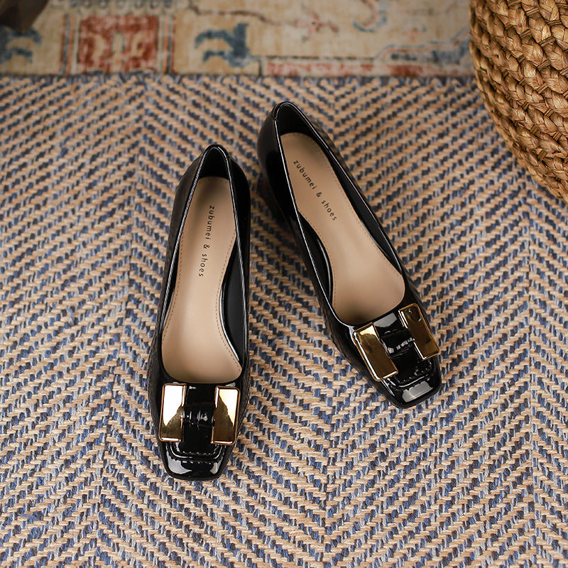 Rachael – Talons Épais Mary Jane avec Boucle Métallique