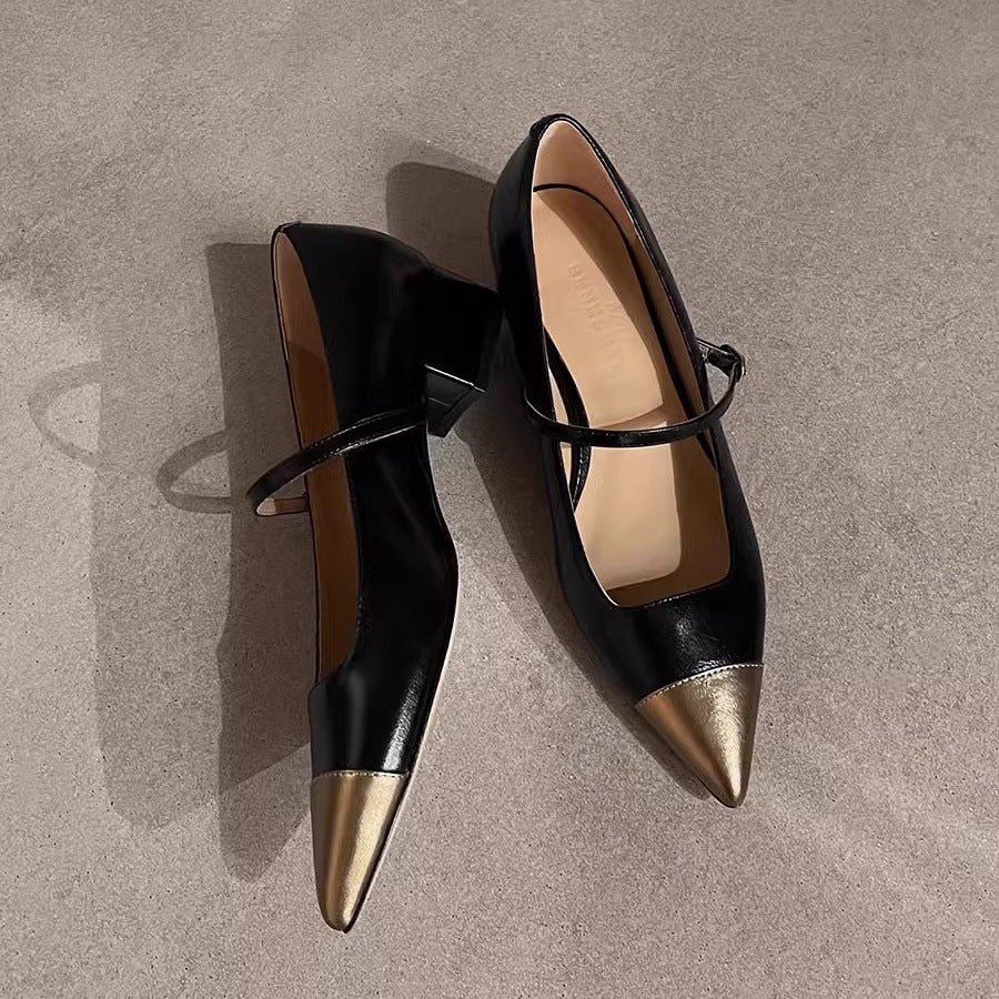 Sue – Chaussures à Talons Moyens en Similicuir avec Bride Cheville