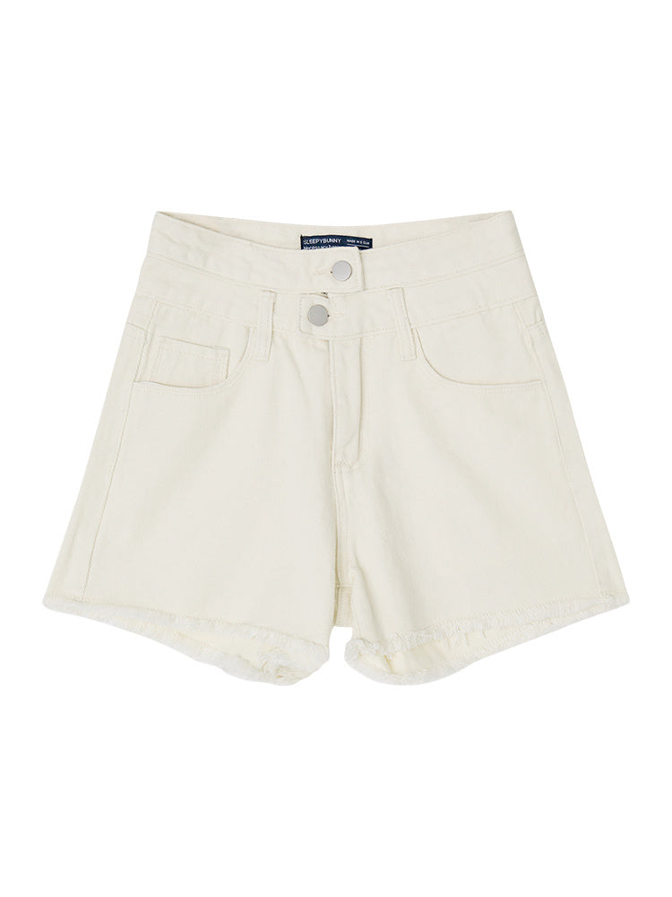 Karen – Shorts en Denim à Franges Beige