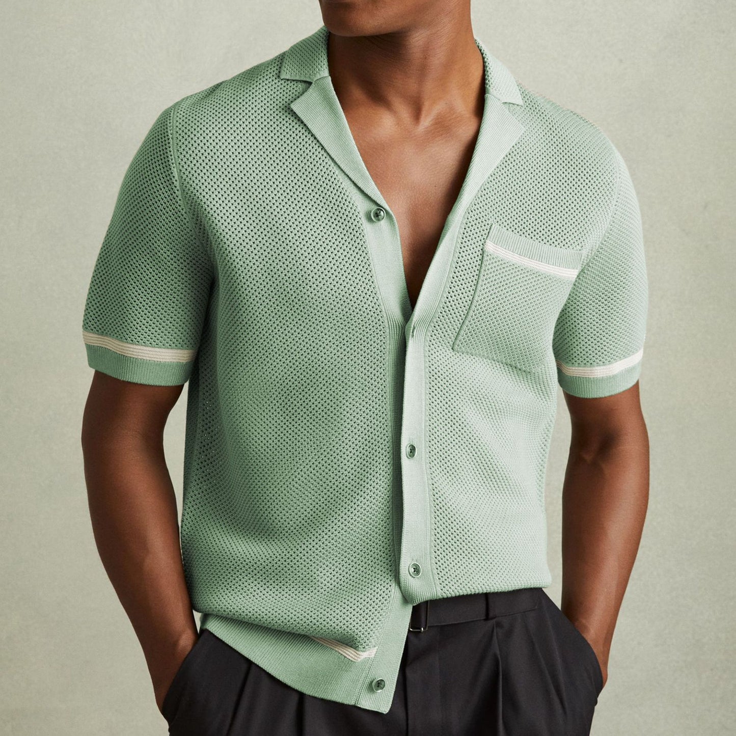Mitchell – Polo à Col Cubain en Maille pour l'Été