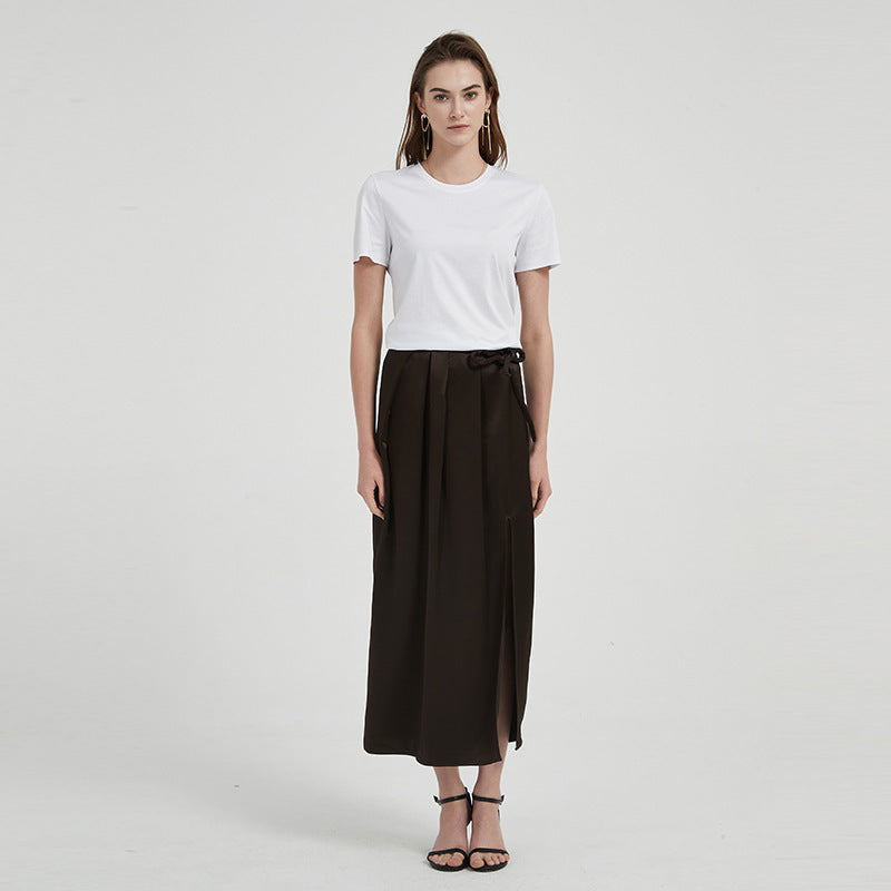 Hannah – Jupe Longue Fendue en Triacétate Léger Drapé pour Femme