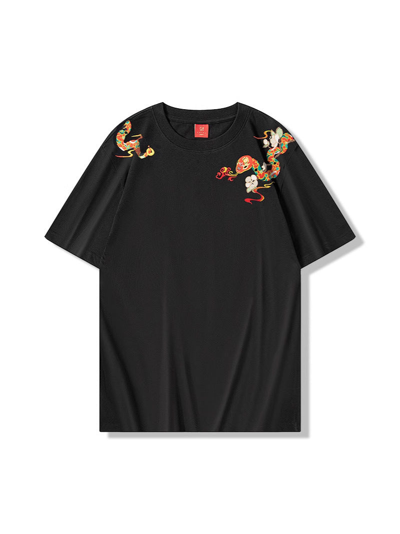 Mitchell – T-shirt Ample Brodé à Col Rond Manches Courtes