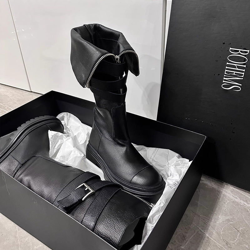 Leah – Bottes à Plateforme avec Boucle et Ceinture