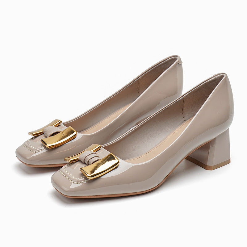 Rachael – Talons Épais Mary Jane avec Boucle Métallique