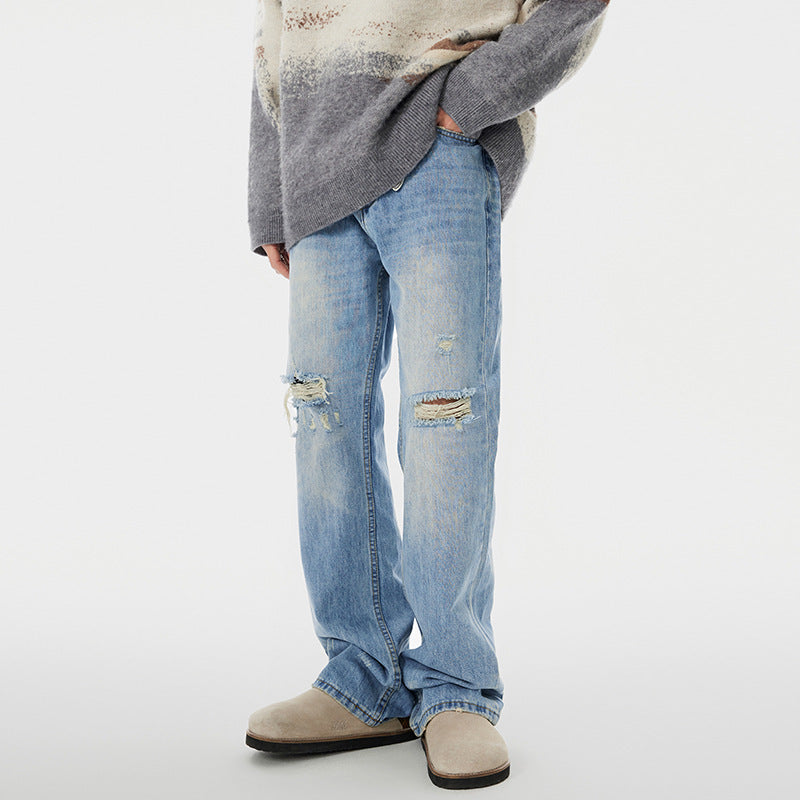 Bruce – Pantalon Large Déchiré de Haute Qualité