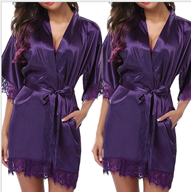 Amy – Chemise de Nuit en Soie de Glace Imitation Taille Plus