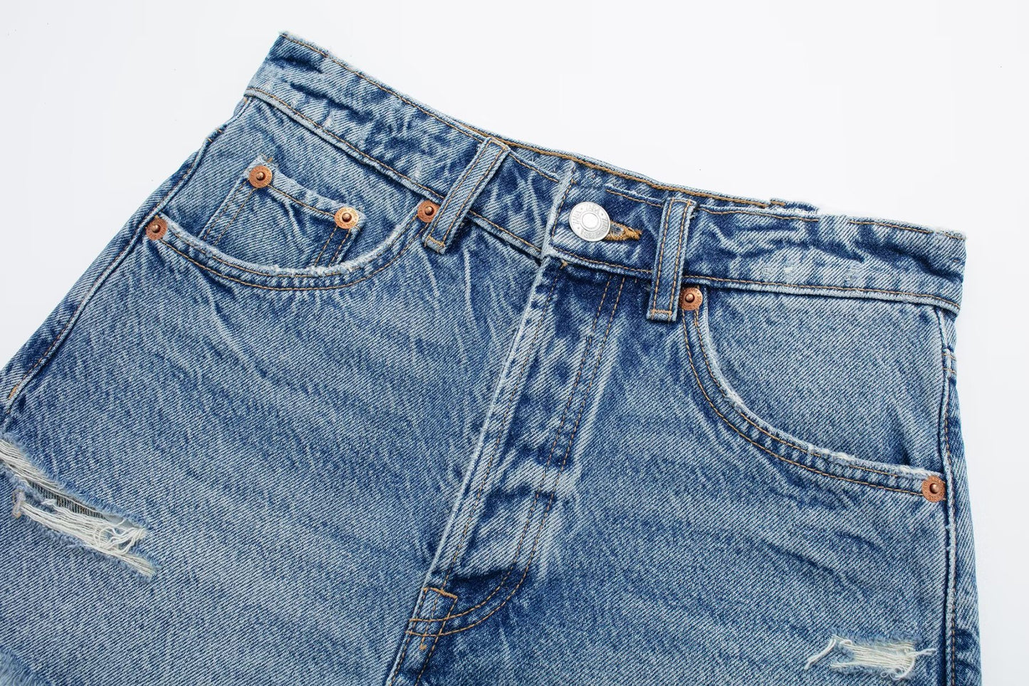 Dawn – Shorts en Denim Taille Haute Rétro Américain pour Femme