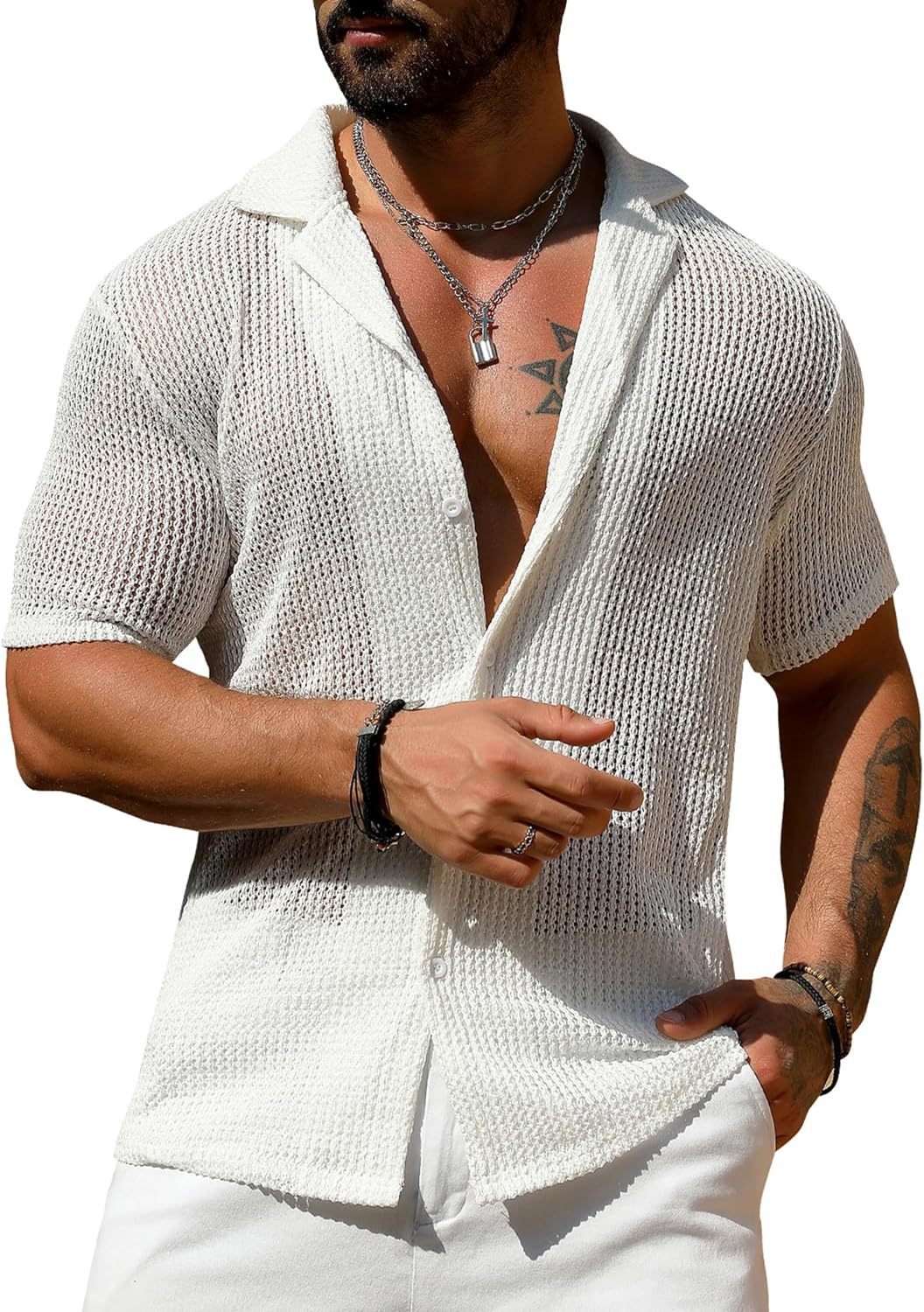 Jon – Chemise Cardigan Respirante à Manches Courtes