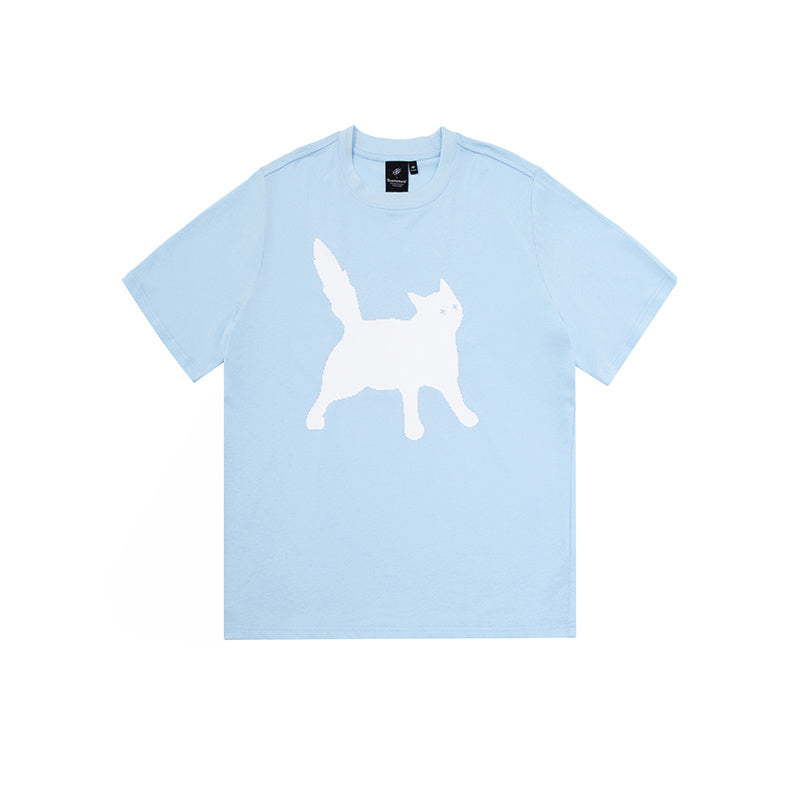 Judith – T-shirt en Coton à Manches Courtes avec Motif Pixel Chat
