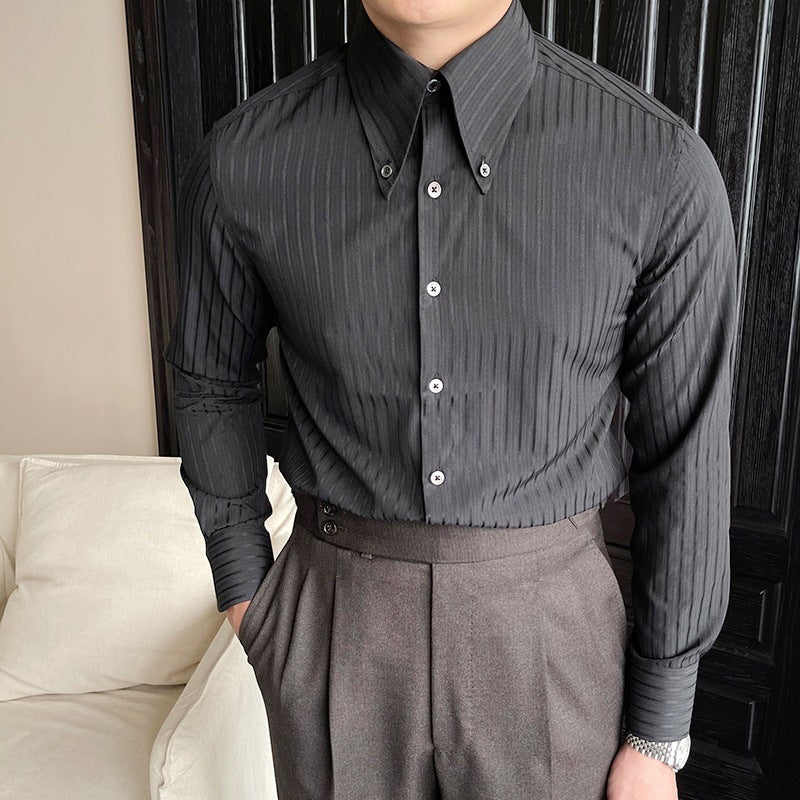Terence – Chemise décontractée à manches longues épaules dénudées