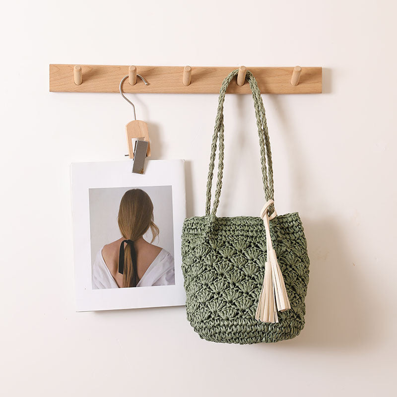 Clara – Sac en Paille à Franges et Motif Éventail
