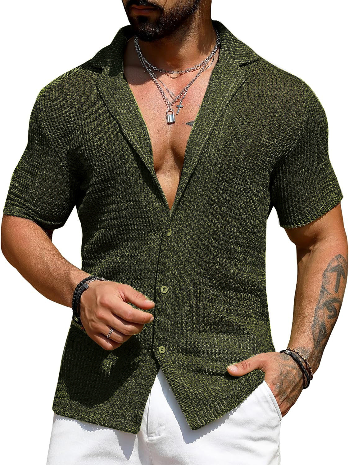 Jon – Chemise Cardigan Respirante à Manches Courtes