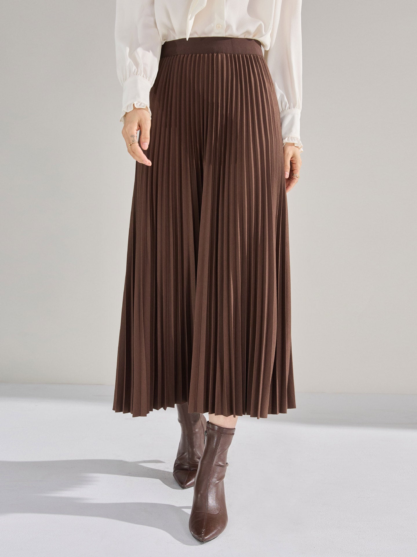 Sophie – Jupe Plissée Amincissante Taille Haute
