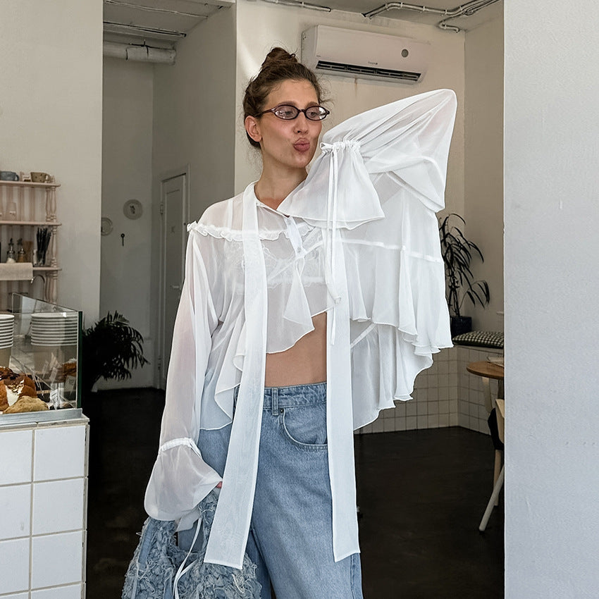 Abigail – Chemise Cardigan à Épaules Tombantes