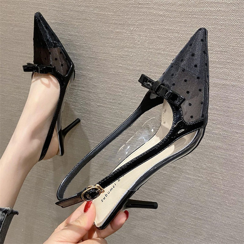 Adele – Sandales à Talons Aiguilles Style Coréen en Maille Fermée