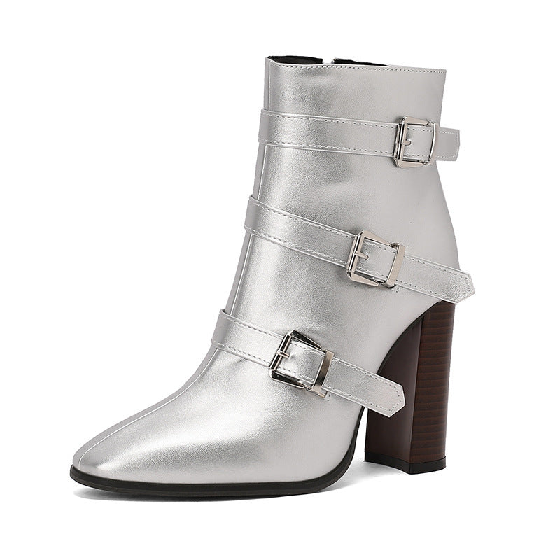 Lauren – Bottines à Boucle et Talons Épais