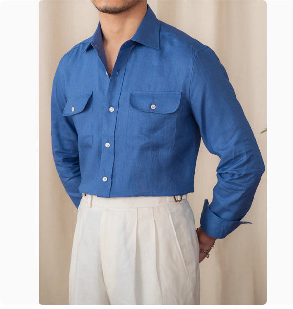 Liam – Chemise en Lin Pur à Manches Longues