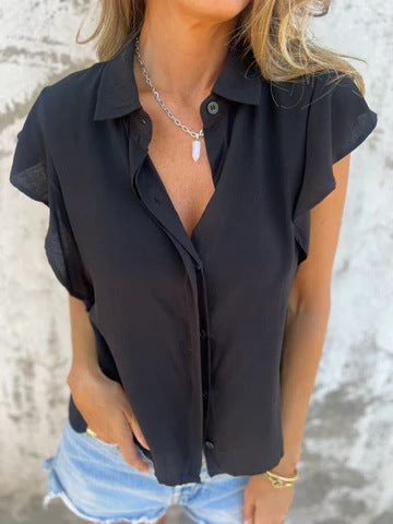 Dawn – Chemise Satin Décontractée à Manches Courtes