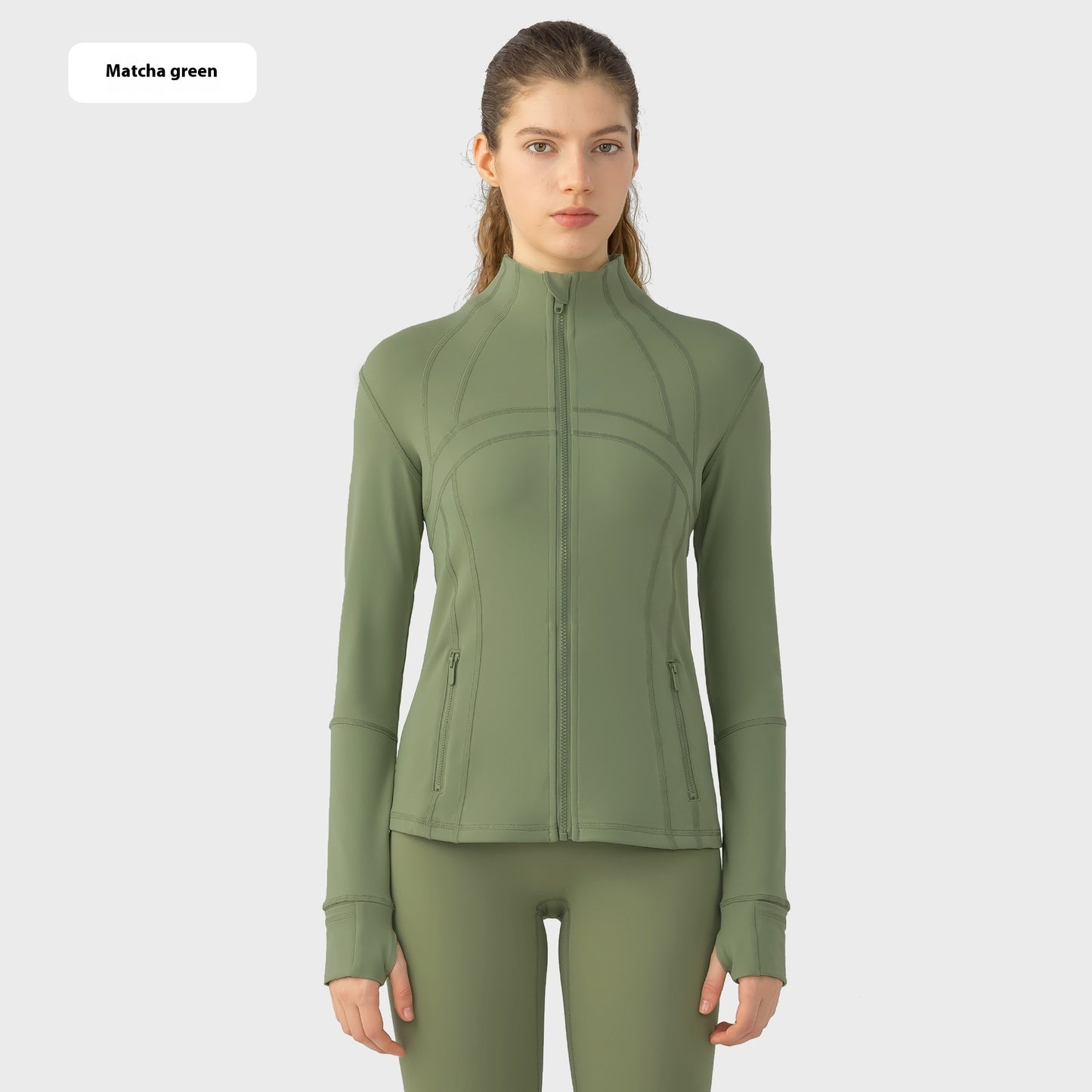 Janet – Veste de Sport Élastique avec Fermeture Éclair pour Yoga et Fitness