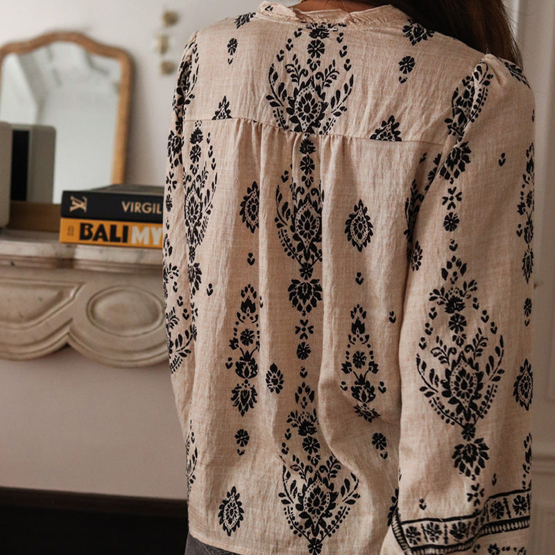 Phoebe – Chemise Socialite en Coton et Lin à Manches Longues