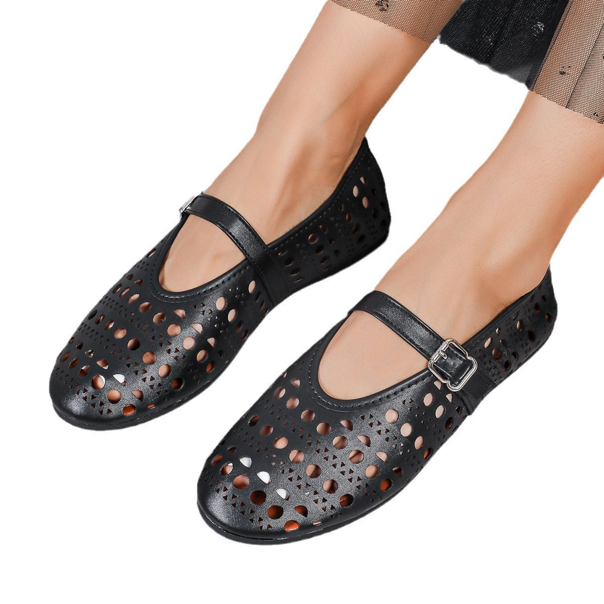 Lucy – Chaussures Plates à Bout Rond avec Boucle Découpée