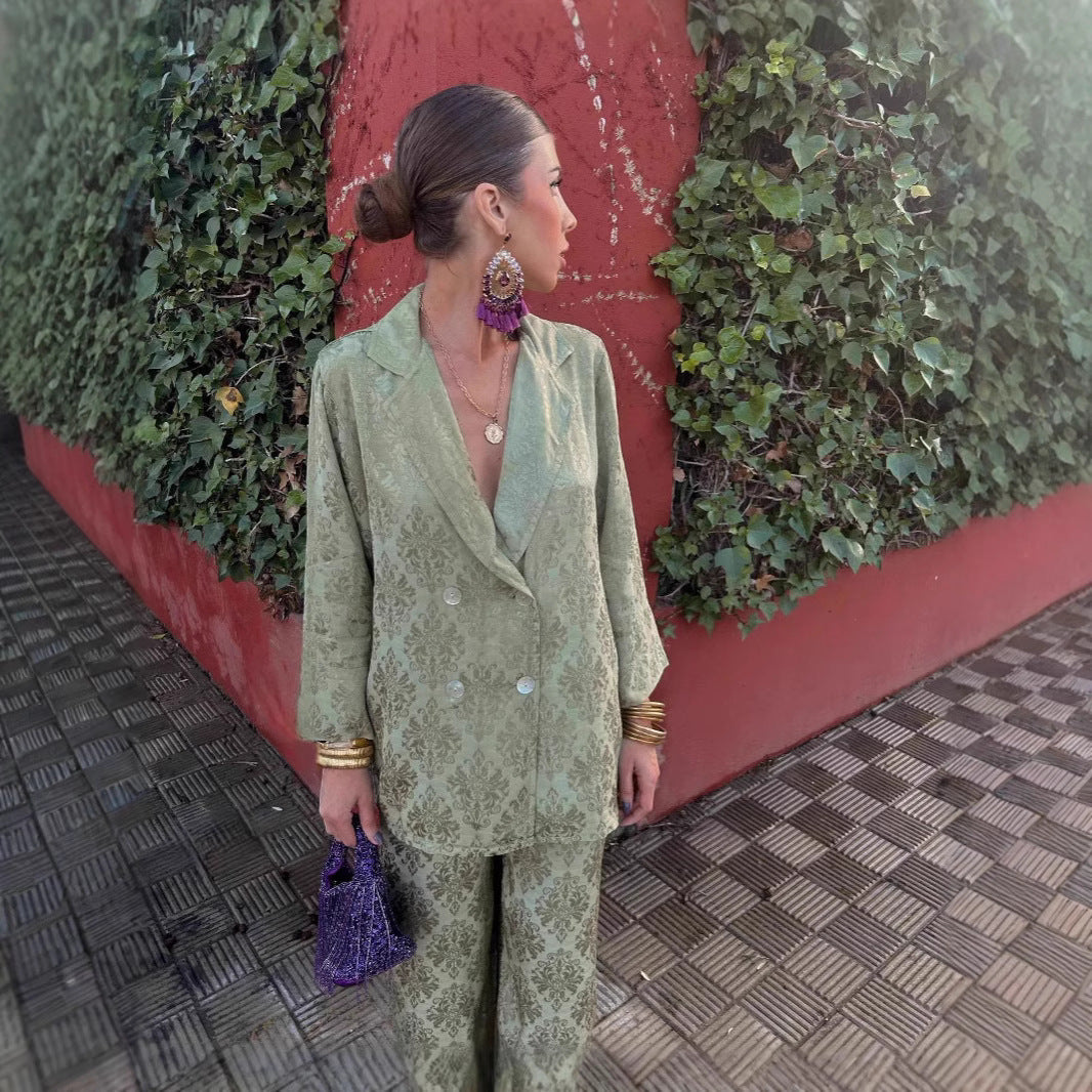 Denise – Ensemble Blazer Mode Européenne et Américaine à Jambes Larges