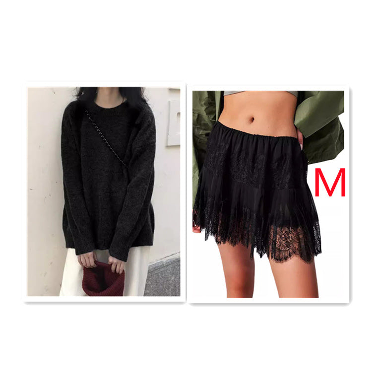 Carly – Jupe en Dentelle Taille Haute avec Ourlet