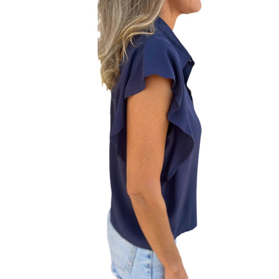 Dawn – Chemise Satin Décontractée à Manches Courtes