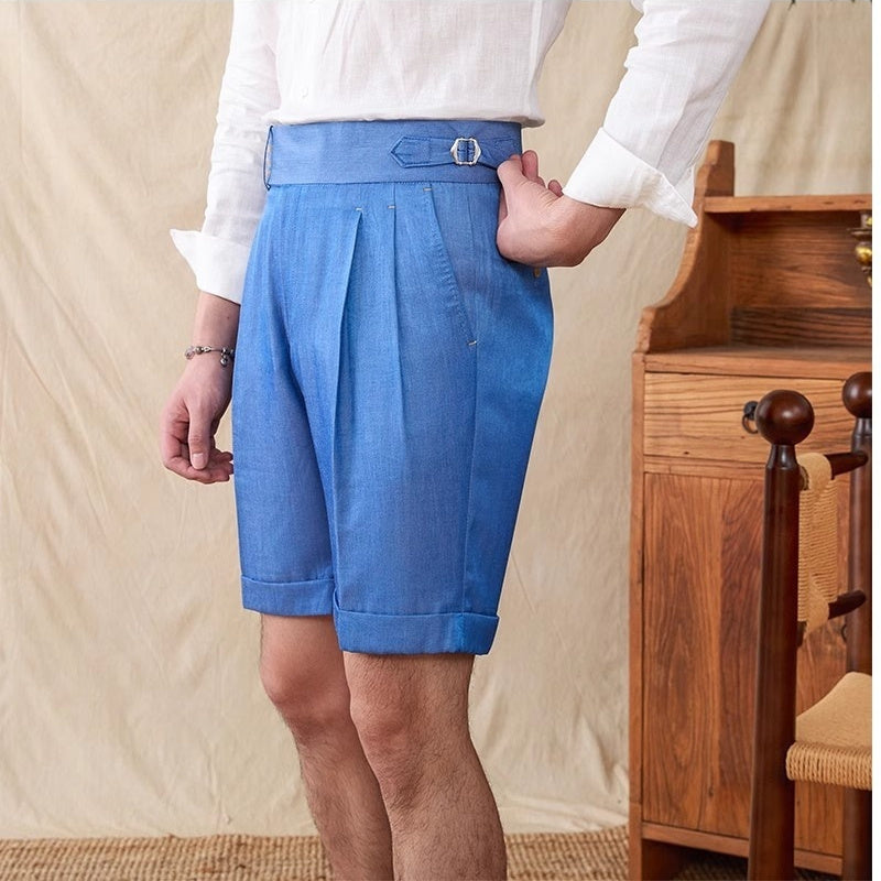 David – Pantalon Court Plissé Léger pour Homme