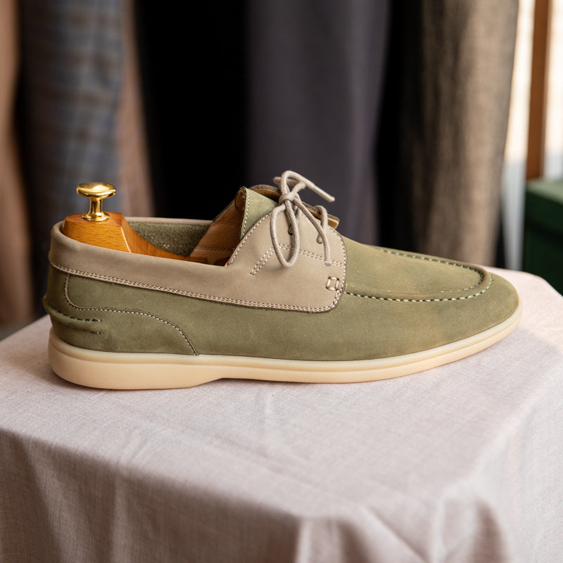 David – Chaussures de Voile Vintage à Lacets en Daim Végétalien Hautement Mercerisé
