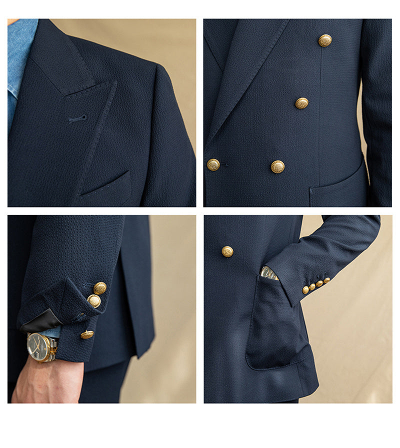 Brendan – Veste à double boutonnage en seersucker respirant