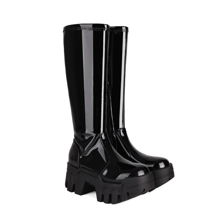 Alison – Bottes à bout rond avec fermeture éclair latérale et semelle épaisse