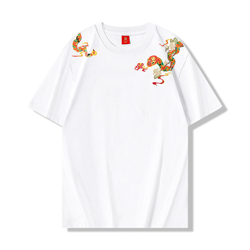 Mitchell – T-shirt Ample Brodé à Col Rond Manches Courtes