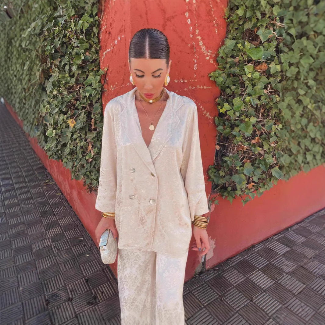 Denise – Ensemble Blazer Mode Européenne et Américaine à Jambes Larges