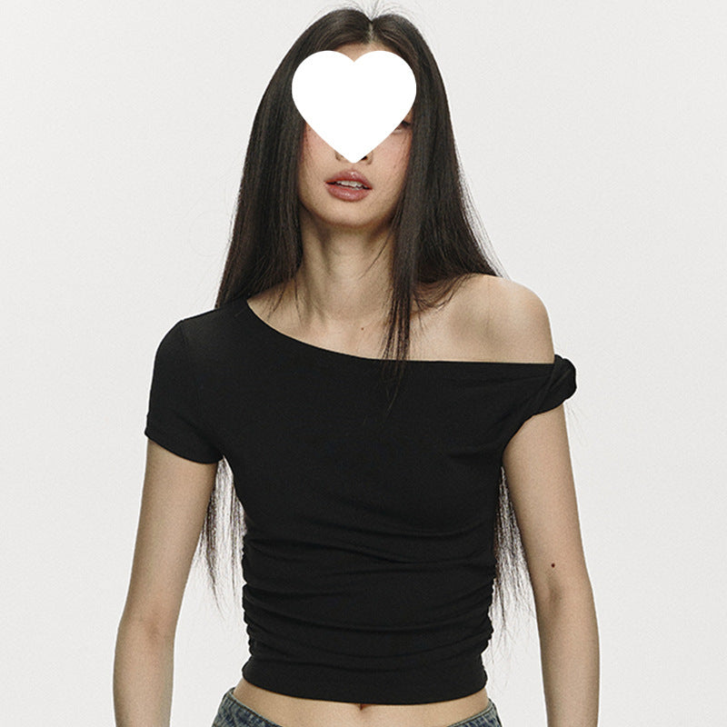 Anne – T-shirt court en coton à manches courtes, style épuré et ajusté