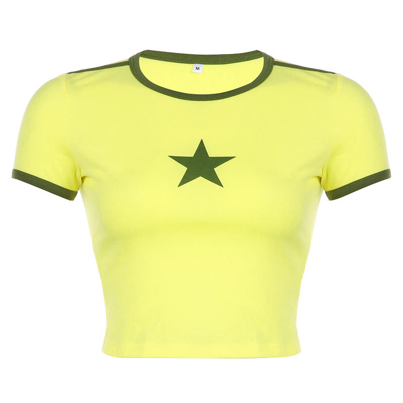 Phil – T-shirt Col Rond à Imprimé Étoile Contrasté Slim Fit