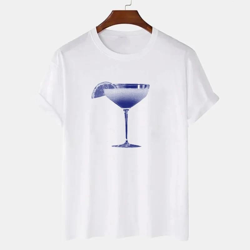 Louise – T-shirt en coton avec verre à cocktail
