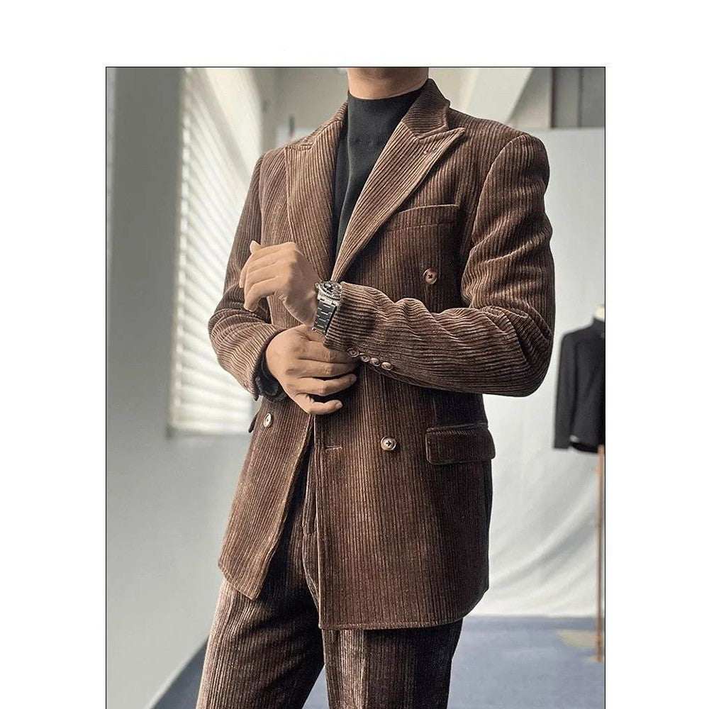 Eric – Costume rétro en velours côtelé simple