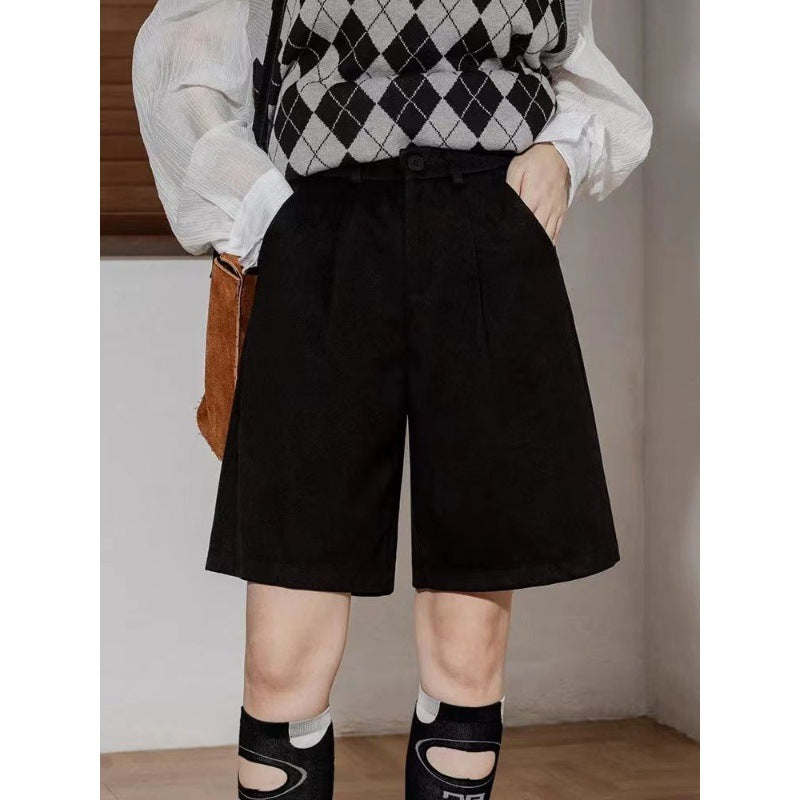 Marion – Pantalons courts larges en laine taille haute pour femmes